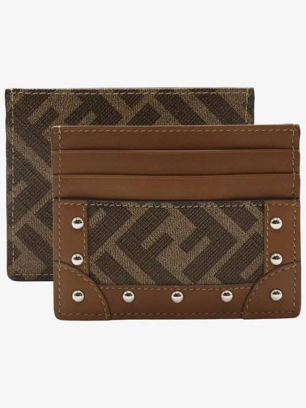 Fendi FF Fabric Studded Flat Card Wallet Brown
