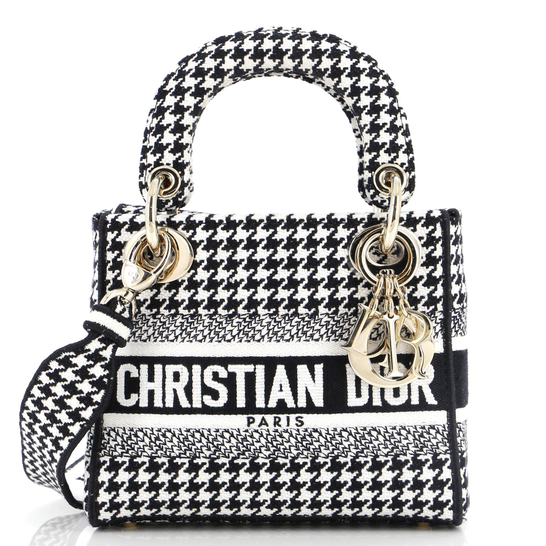 Dior Lady D-Lite Bag Houndstooth Canvas Mini