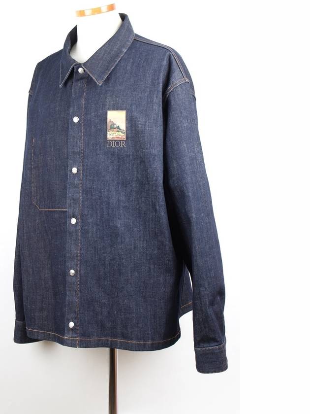 x Kim Jones Kerouac Logo Over Denim Shirt Jacket 56 Dior