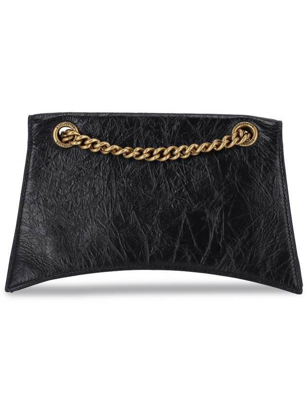 Balenciaga Crush Logo Gold Chain Small Shoulder Bag Black