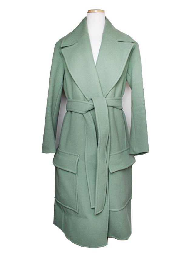 CELINE Mint green wool blend belted coat 66