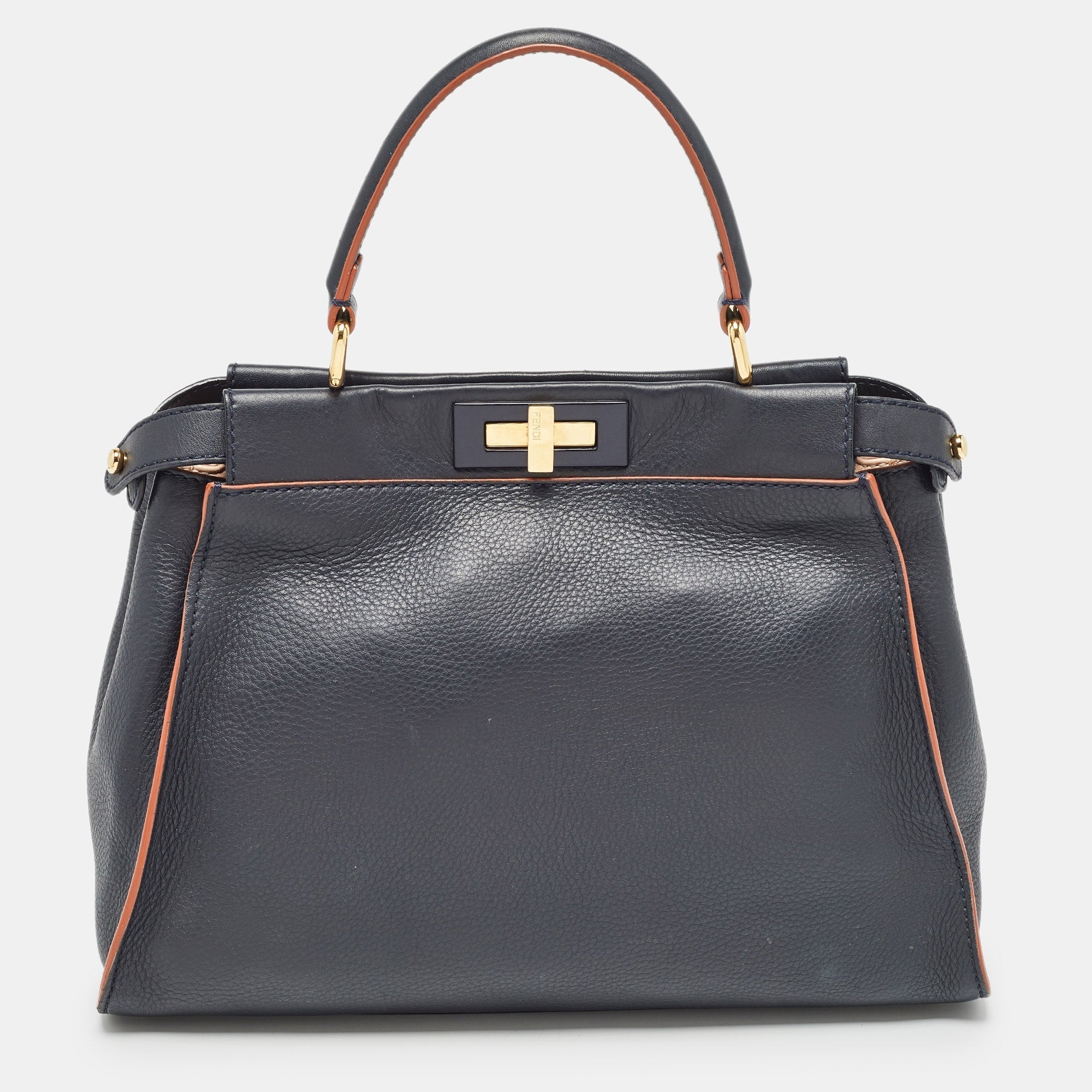 Fendi  Leather Medium Peekaboo Top Handle Bag