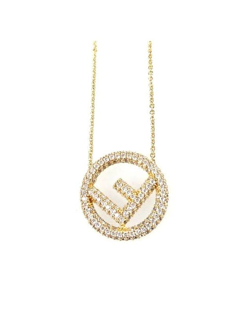 Fendi F Logo Pendant Necklace Gold