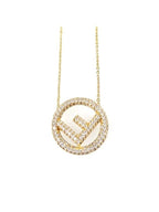 Fendi F Logo Pendant Necklace Gold