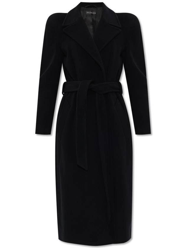 Balenciaga black cashmere wool blend round shoulder coat 769014TOU021000 B0560955732