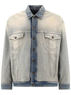 Balenciaga Oversized Washed Denim Jacket Blue