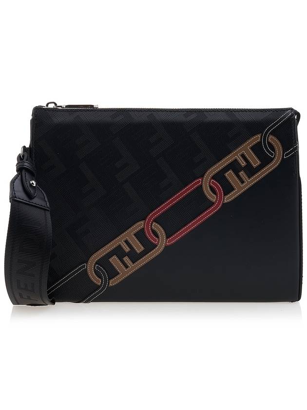 Fendi Men's O Lock FF Chain Print Clutch Bag Back