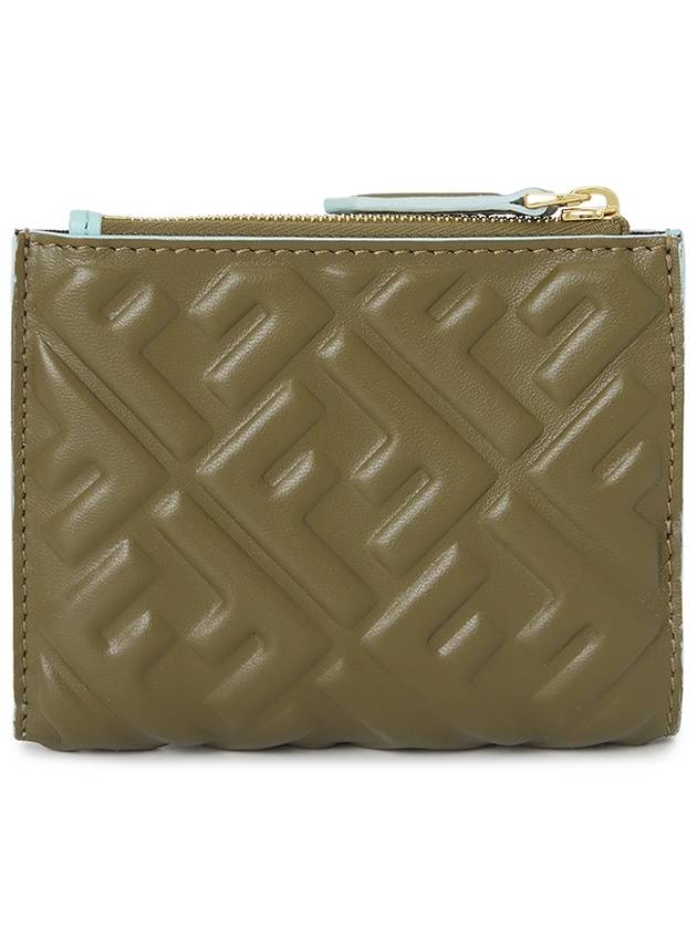 Fendi Slim Baguette Leather Half Wallet Green