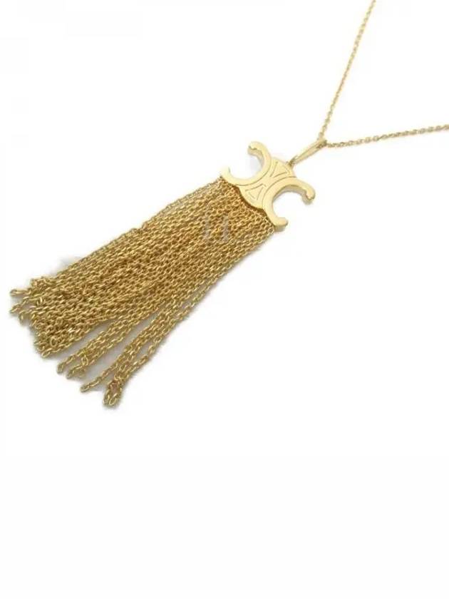 CELINE Triomphe Folk Fringe Long Necklace Gold