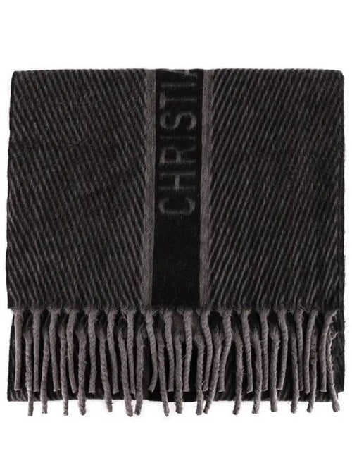 Camel Wool Muffler Grey Dior