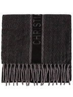 Camel Wool Muffler Grey Dior