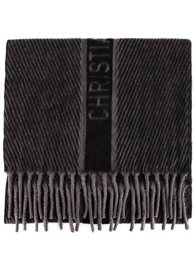 Camel Wool Muffler Grey Dior