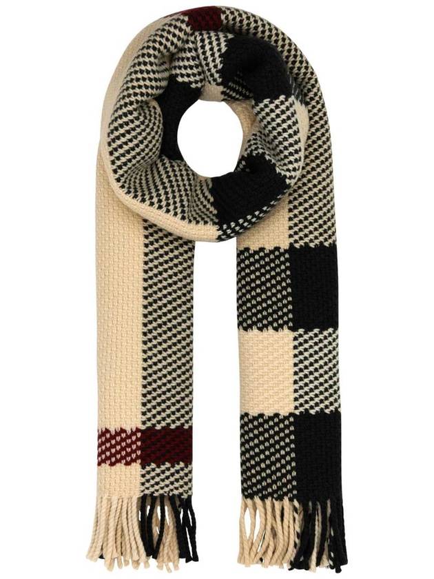 Burberry Check Pattern Wool Scarf Beige