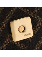 Fendi Baguette Chain FF Jacquard Medium Cross Bag Brown