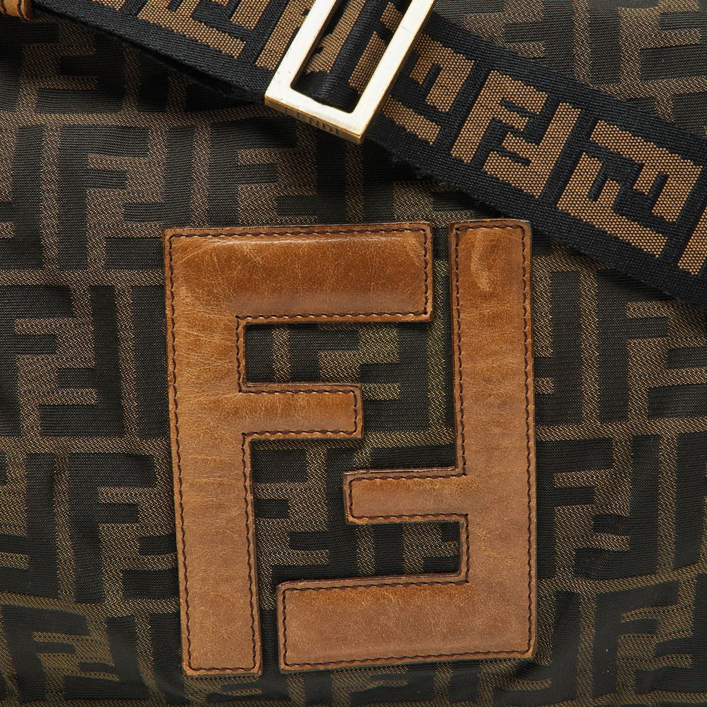 Fendi Zucca Canvas And Leather Flap Messenger Bag