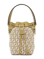 Fendi Mon Tresor Raffia Small Bucket Bag White