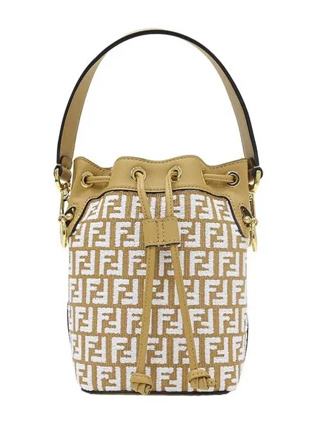 Fendi Mon Tresor Raffia Small Bucket Bag White