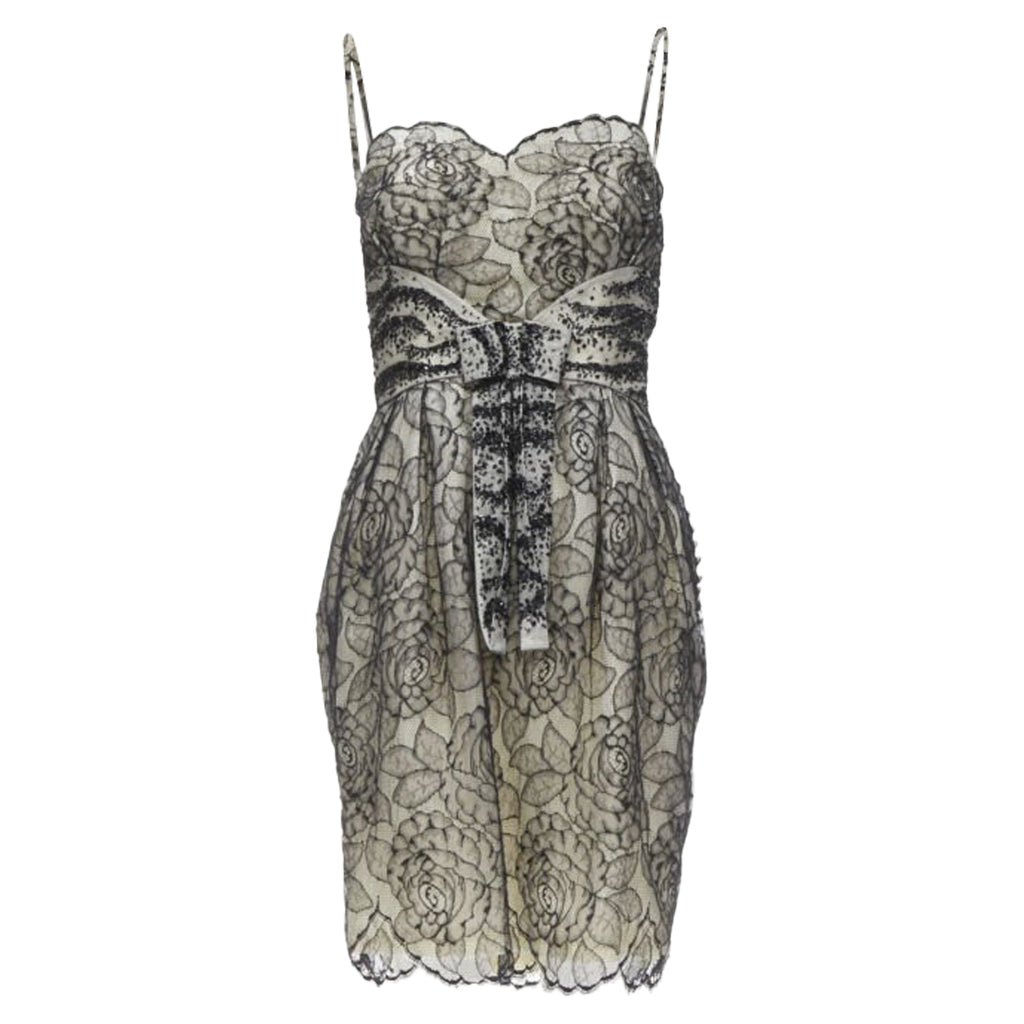 Christian Dior John Galliano lace bead embellished bow dress