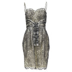 Christian Dior John Galliano lace bead embellished bow dress