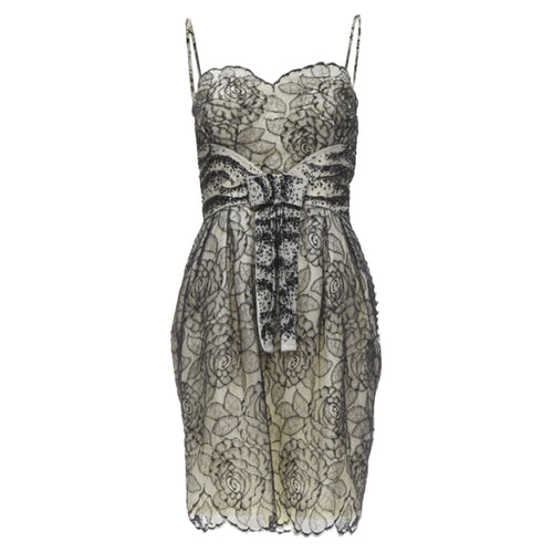 Christian Dior John Galliano lace bead embellished bow dress