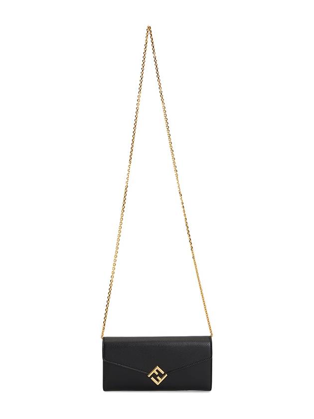 Fendi FF Diamond Continental Chain Long Wallet Black