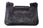 Fendi Vintage Black Leather Embossed Flower Handle Bag