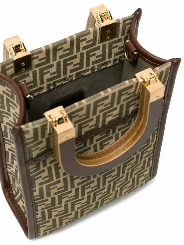 Fendi Logo Pattern Sunshine Small Tote Bag Brown