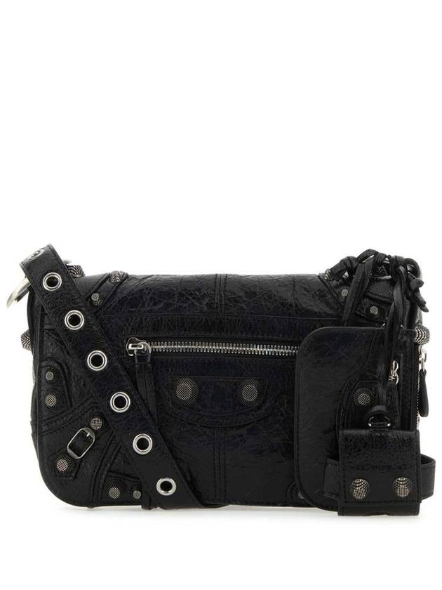 Balenciaga Zipper Stud Arena Lambskin Shoulder Bag Black