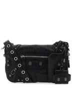 Balenciaga Zipper Stud Arena Lambskin Shoulder Bag Black