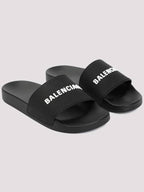 Balenciaga Men's Logo Full Slippers Black