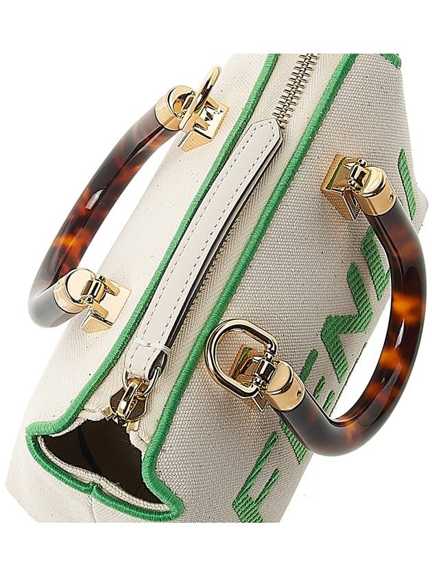 Fendi By The Way Small Canvas Tote Bag Green White