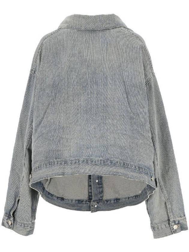 Balenciaga Off-Shoulder Denim Jacket Blue