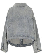 Balenciaga Off-Shoulder Denim Jacket Blue