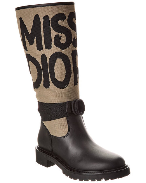 Dior D-Major Canvas & Leather Knee-High Boot