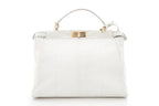 Fendi Cream Python Large Peekaboo Top Handle Bag