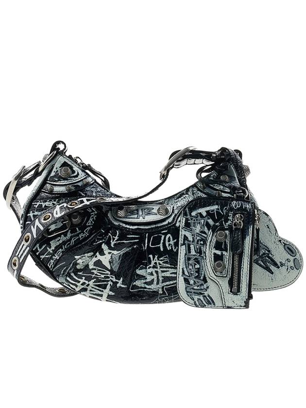 Balenciaga Le Cagole XS Graffiti Lambskin Shoulder Bag Black
