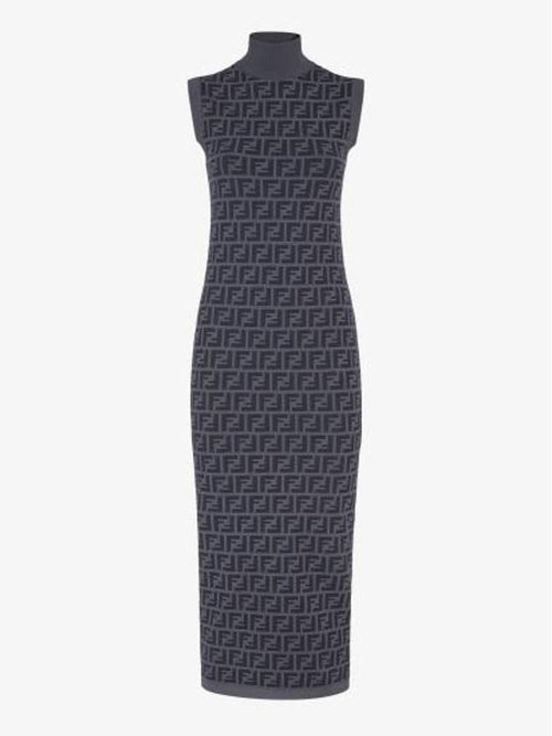 Fendi FF motif sleeveless midi dress blue