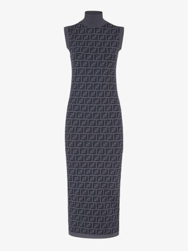 Fendi FF motif sleeveless midi dress blue