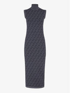 Fendi FF motif sleeveless midi dress blue