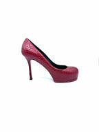 YVES SAINT LAURENT Size 9.5 Red Leather Pumps