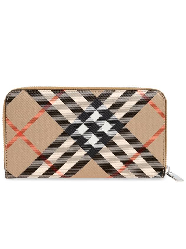 Burberry Check Zip Around Long Wallet Sand