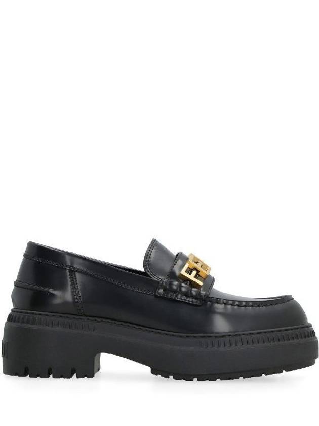 Fendi Graphy Logo Leather Loafers Black