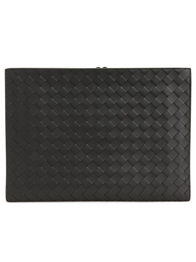 Bottega Veneta Intrecciato Document Clutch Bag Black