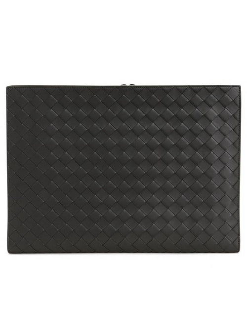 Bottega Veneta Intrecciato Document Clutch Bag Black