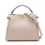 Fendi Peekaboo Essential Leather 2WAY Handbag Beige 8BN302