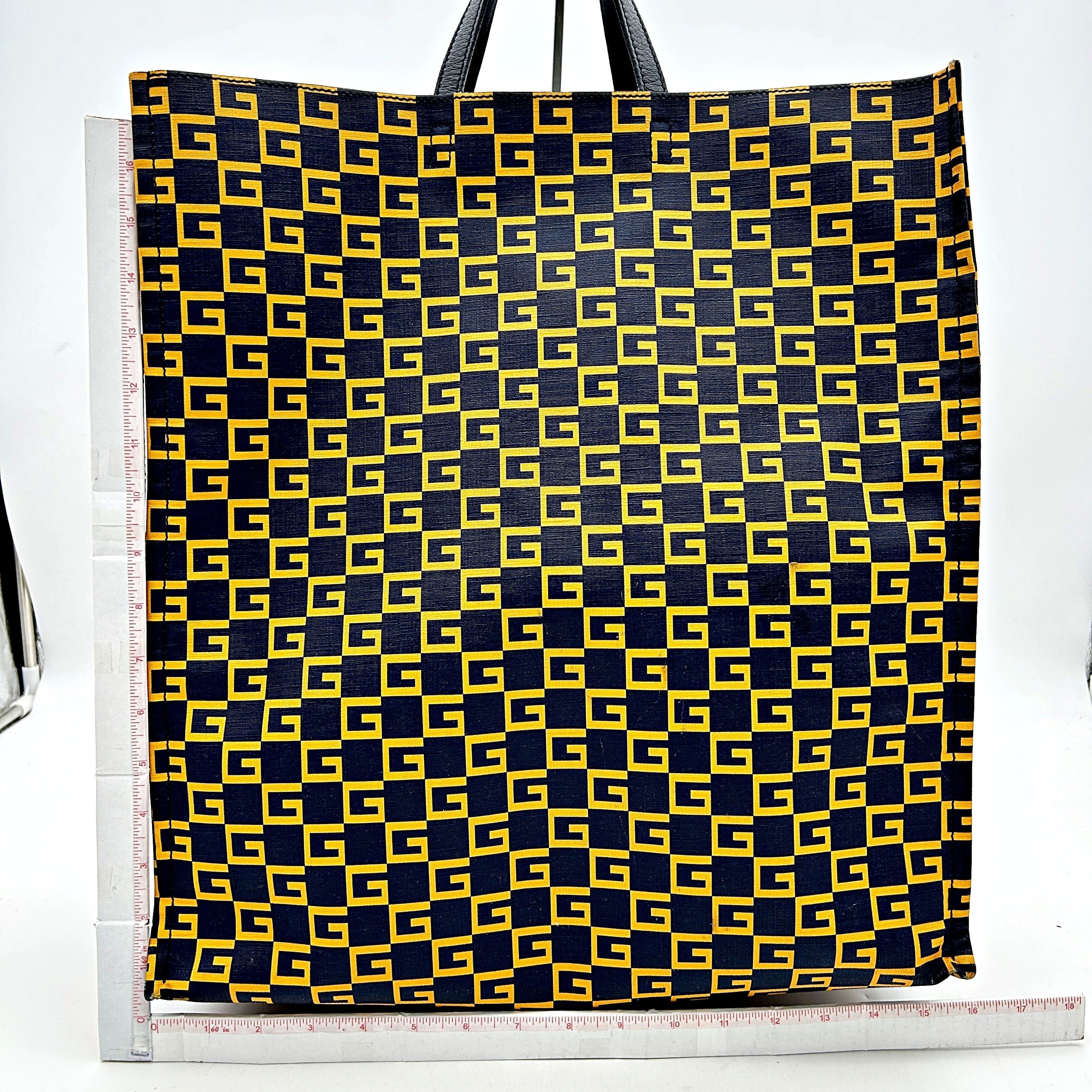 Gucci Blue/Yellow GG Supreme Coated Canvas Square G Tote LA19850