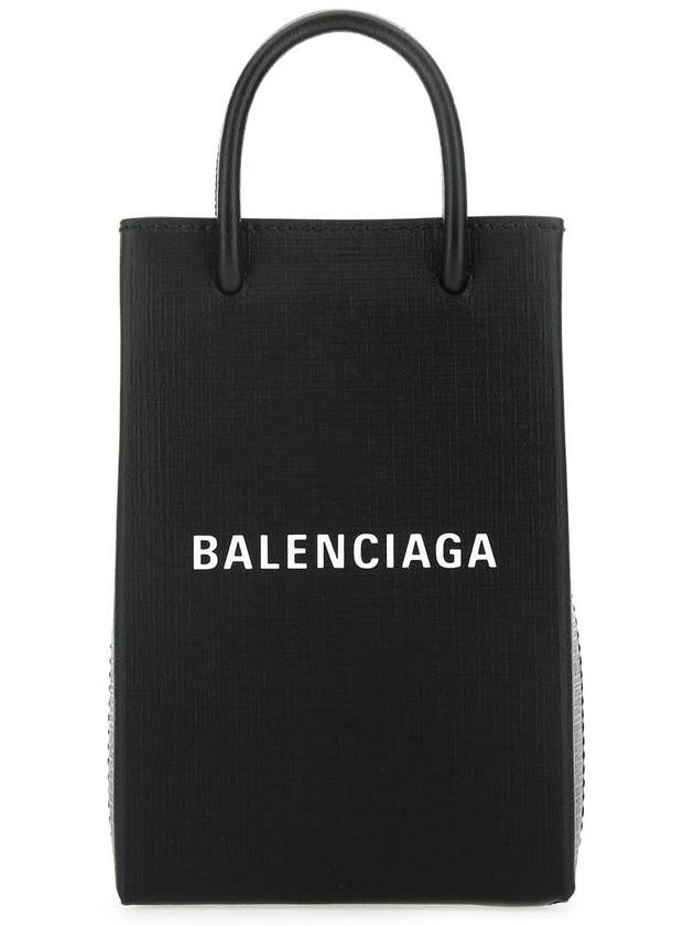 Balenciaga Logo Print Phone Holder Small Cross Bag Black