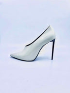 SAINT LAURENT Size 8.5 Cream Patent Leather Pumps