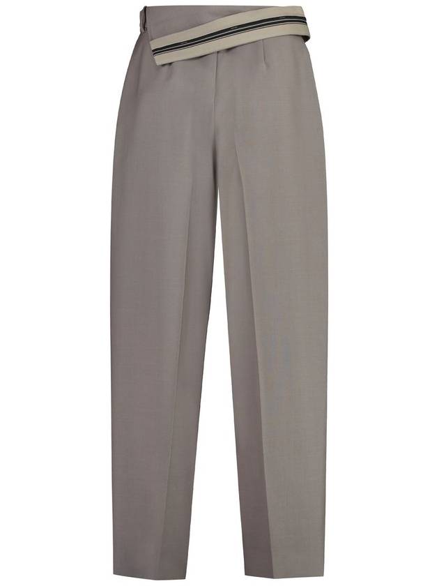 Fendi Mohair Wool Carrot Fit Straight Pants Grey