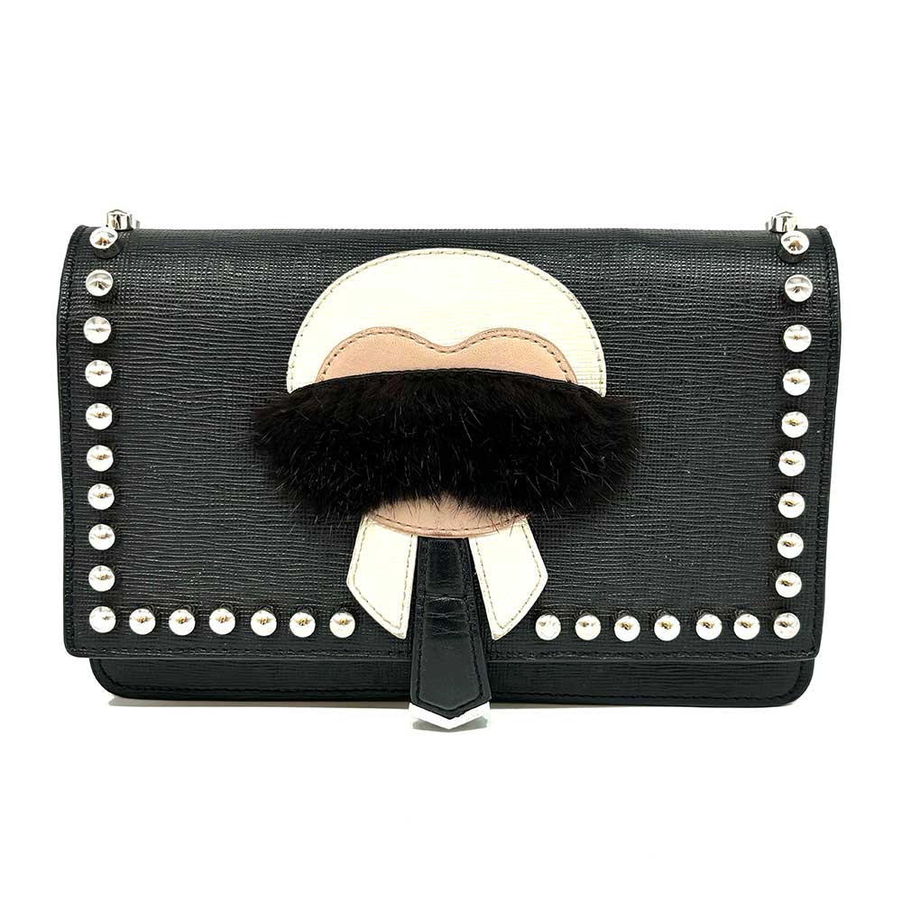 Fendi Leather Karlito Chain Wallet Shoulder Bag